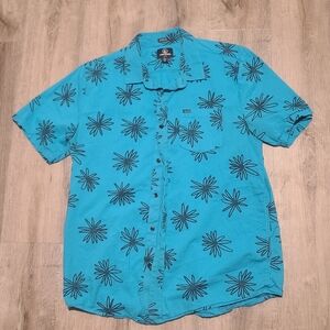 Volcom Men's Lazy Dazey Short Sleeve Button Down Shirt, Electric Blue, Size XL